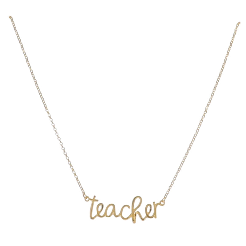 Cursive Teacher Necklace - 16"