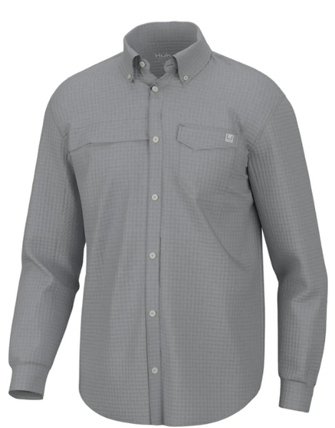 The Huk Tide Point Fish Plaid Long Sleeve is a performance packed  “button-down,” completely reinvented. The Tide Point shirt is designed to  easily